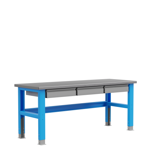 PLC 20.111 Стол металлический промышленный 2000х700 мм с 3-мя ящиками