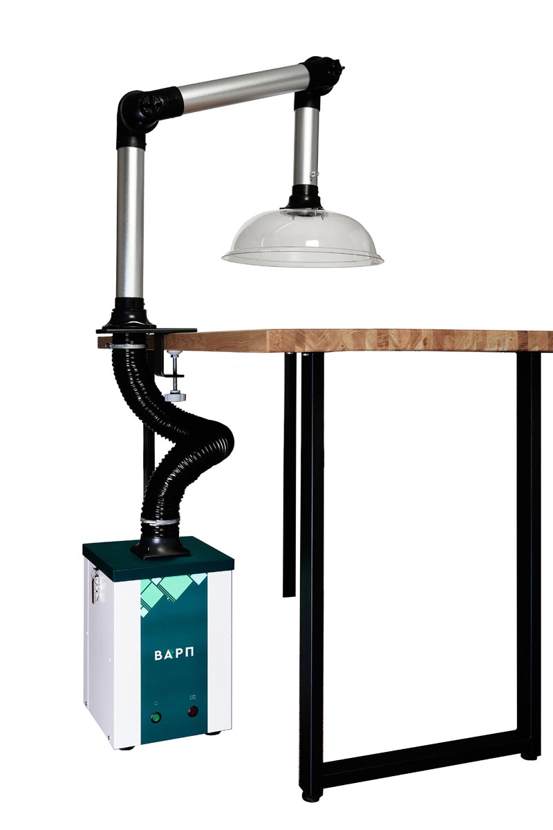 Комплект дымоуловителя ВАРП ВП25 с хим. фильтром, с шарнирным дымоприемником 63мм с крепл. к столу