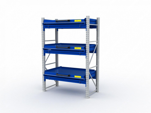 Стеллаж с выкатными платформами S-HEAVY 1000/1300 (3 яруса хранения)